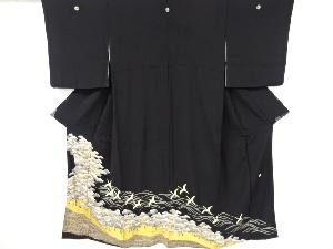 アンティーク　作家物　群鶴に松模様刺繍留袖(比翼付き)